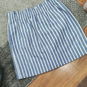 J. Crew Navy and White Striped Skirt with Pockets